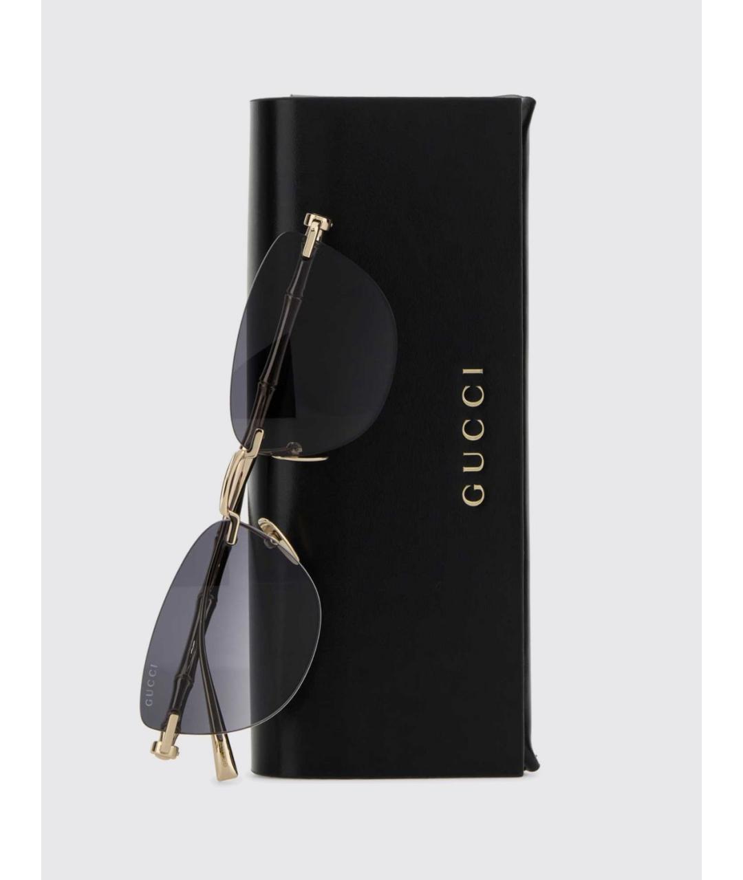 GUCCI Золотые металлические солнцезащитные очки, фото 3