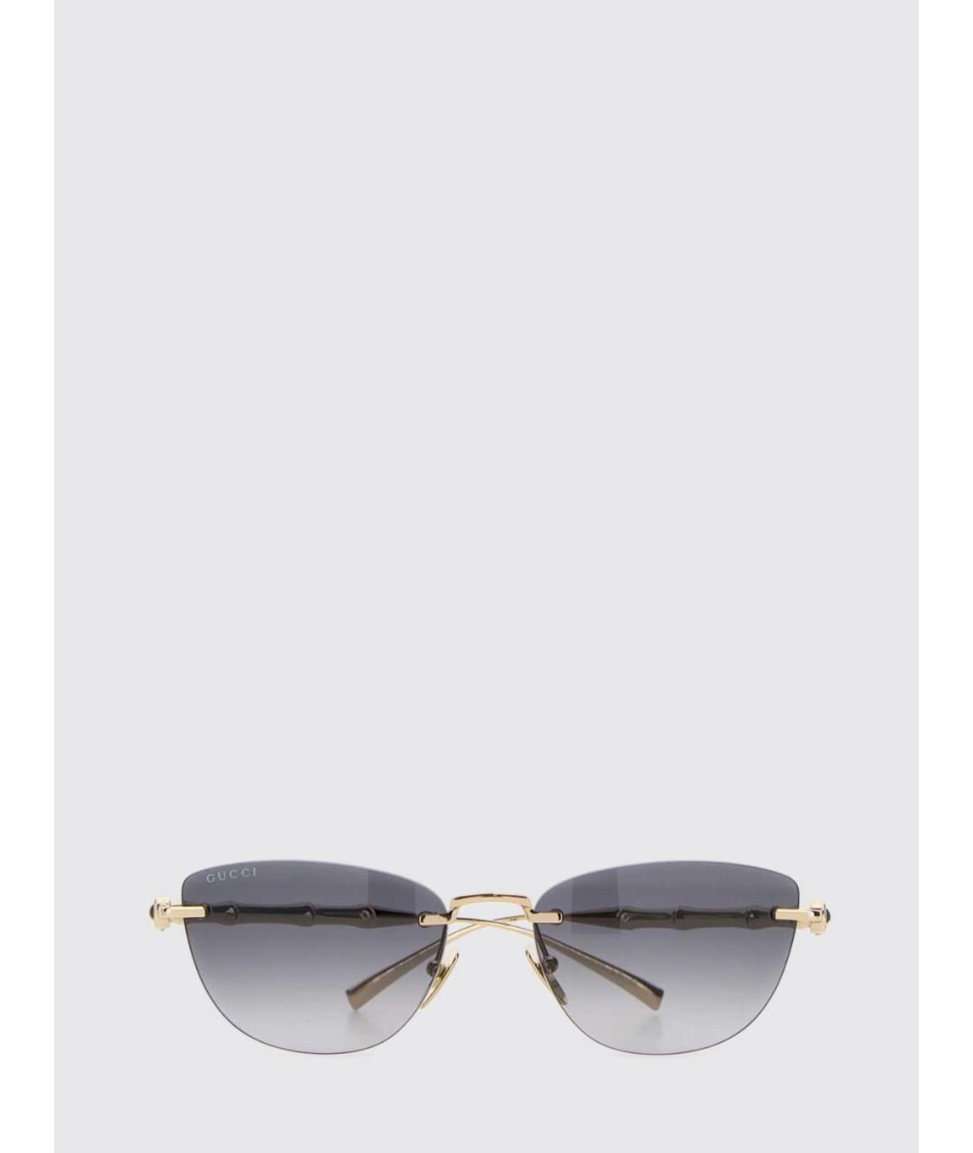 GUCCI Золотые металлические солнцезащитные очки, фото 4