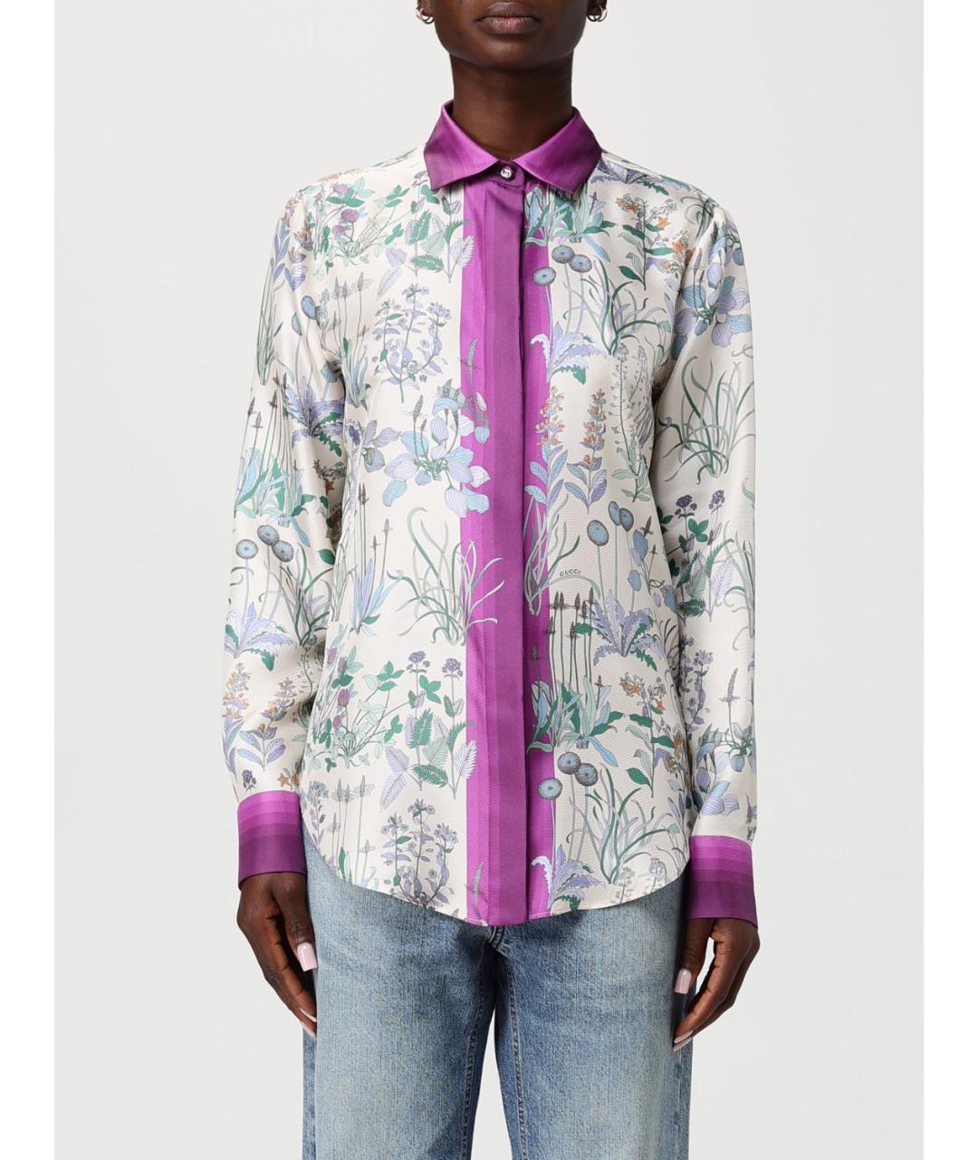 GUCCI Мульти шелковая рубашка, фото 6