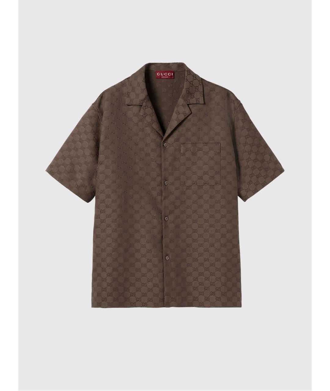 GUCCI Коричневая льняная кэжуал рубашка, фото 2