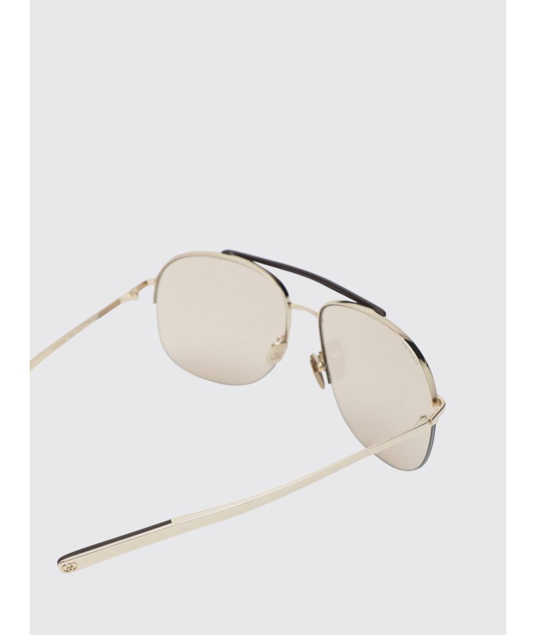 GUCCI Золотые металлические солнцезащитные очки, фото 3
