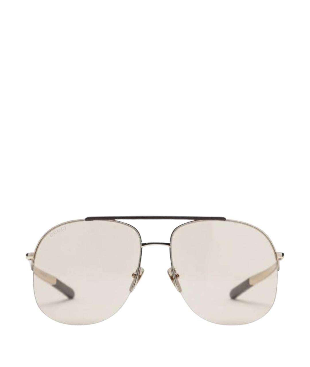 GUCCI Золотые металлические солнцезащитные очки, фото 1