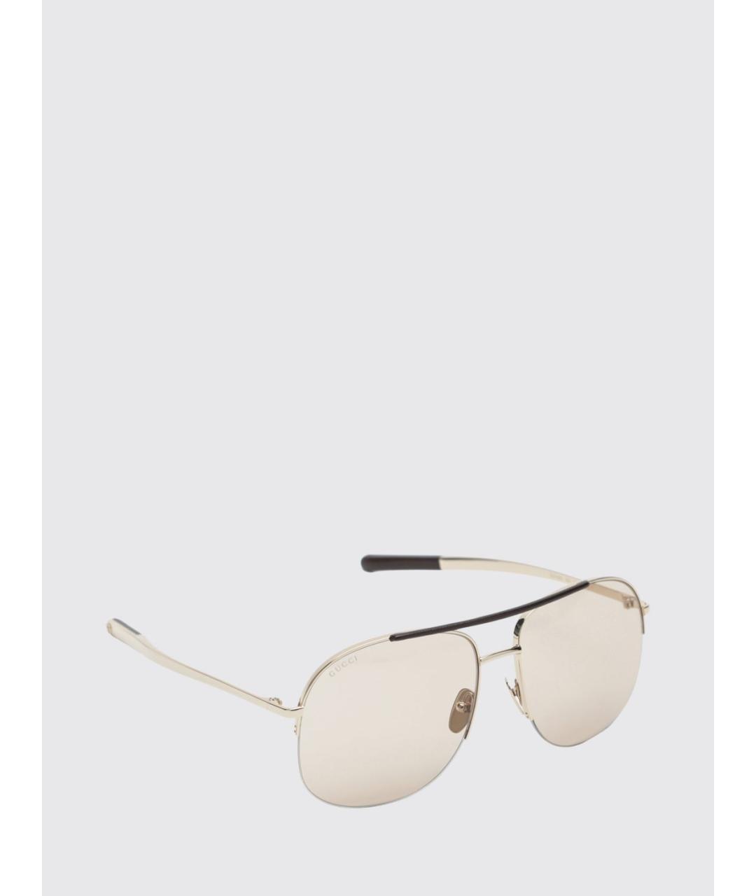 GUCCI Золотые металлические солнцезащитные очки, фото 2