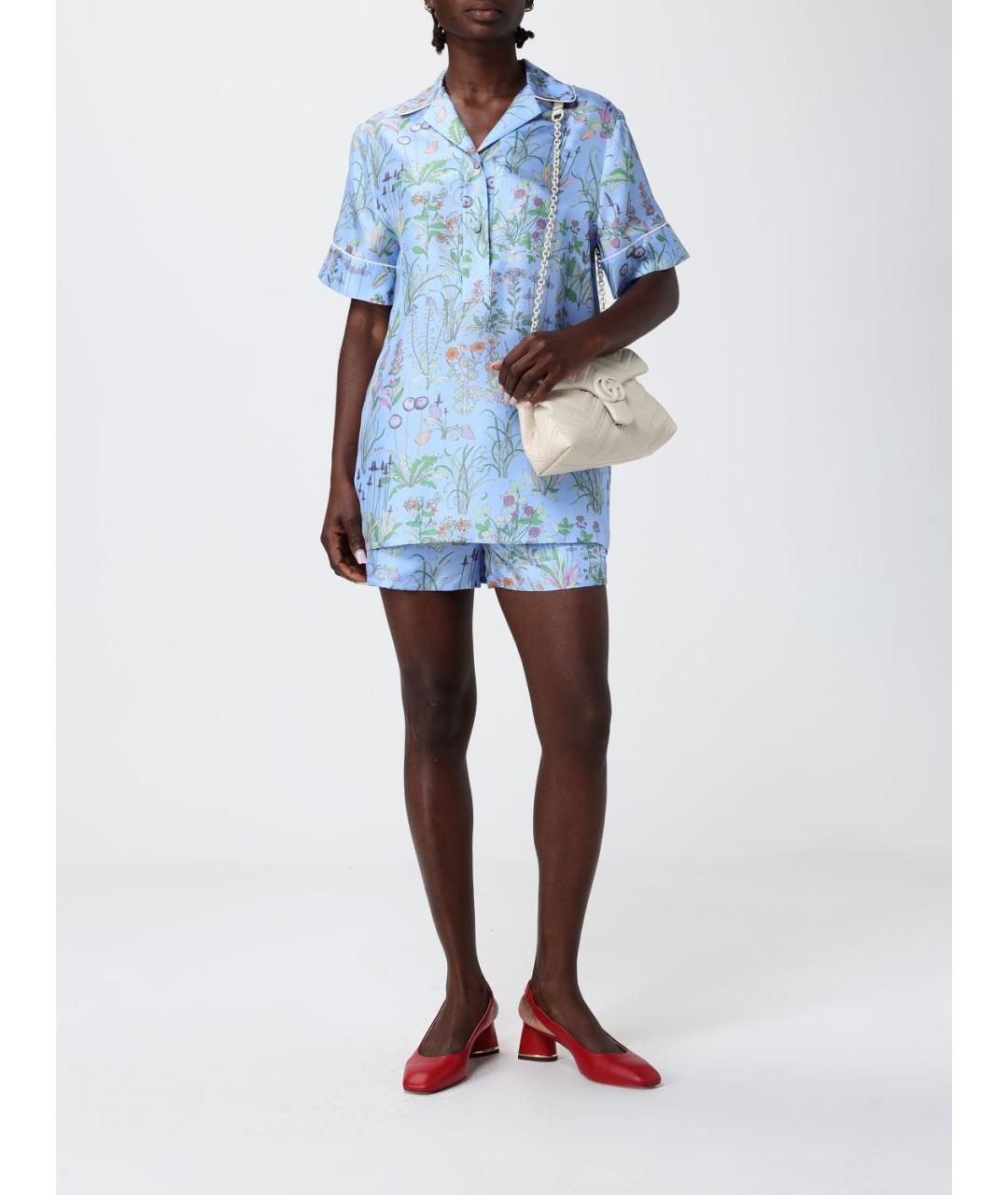 GUCCI Голубая шелковая рубашка, фото 2
