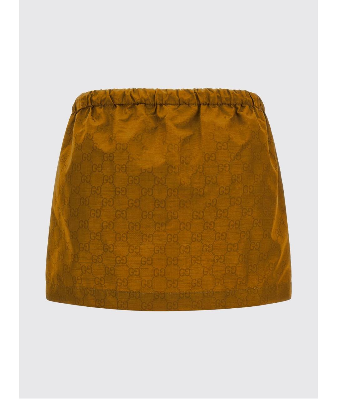 GUCCI Коричневая нейлоновая юбка мини, фото 3