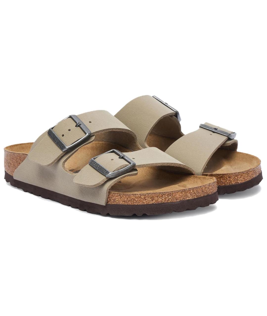 BIRKENSTOCK Хаки кожаные сандалии, фото 3