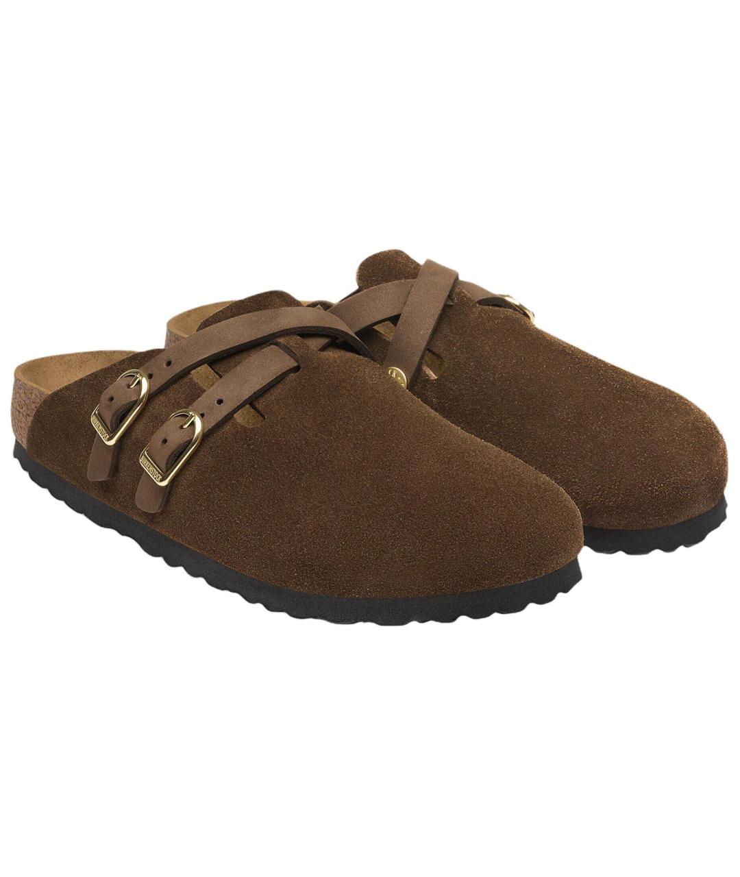 BIRKENSTOCK Коричневые замшевые сабо, фото 3