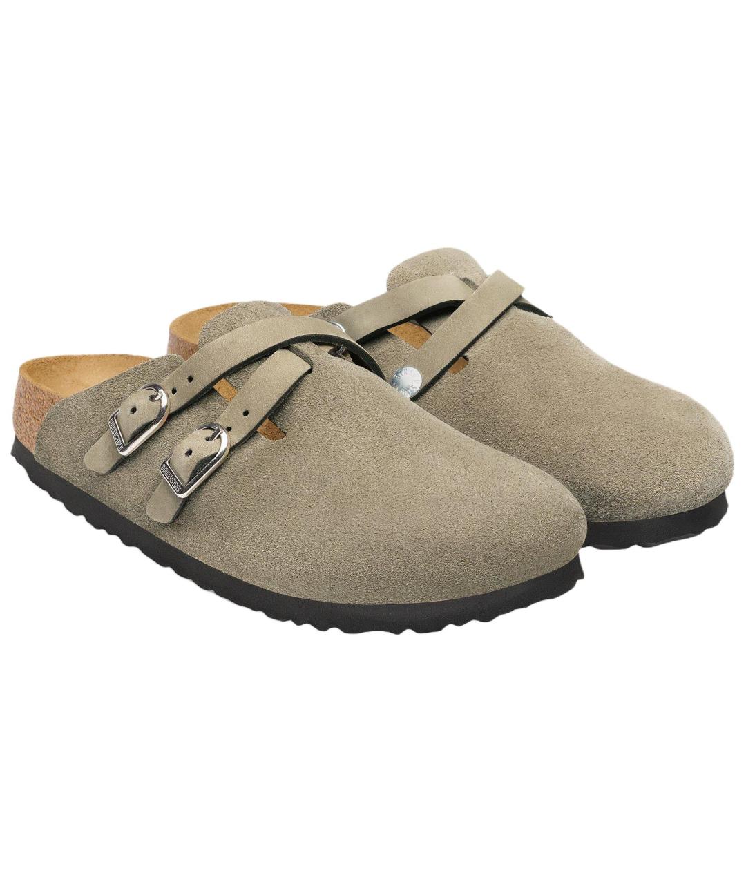 BIRKENSTOCK Коричневые замшевые сабо, фото 3
