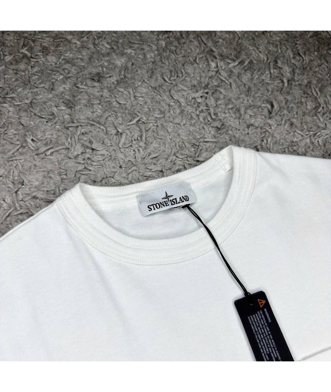 STONE ISLAND Белая футболка, фото 4