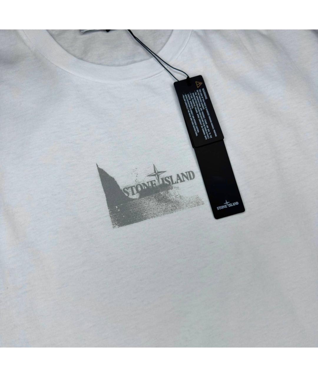 STONE ISLAND Белая хлопковая футболка, фото 2