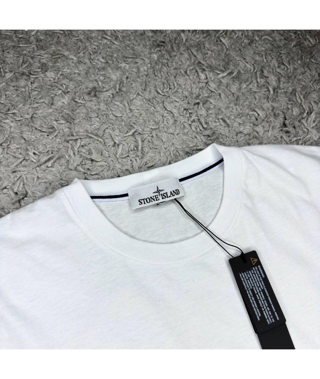 STONE ISLAND Белая хлопковая футболка, фото 3