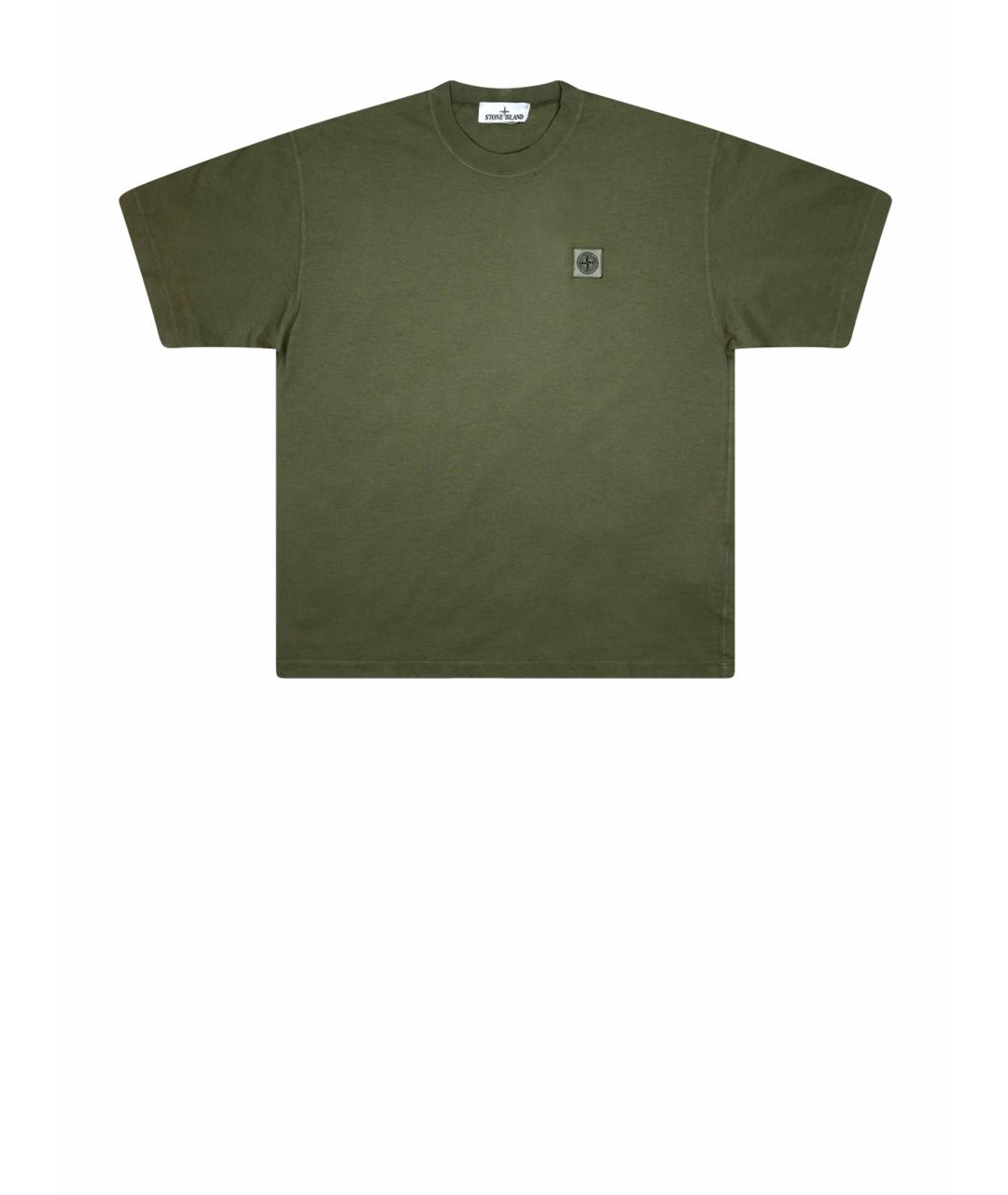 STONE ISLAND Хаки хлопковая футболка, фото 1