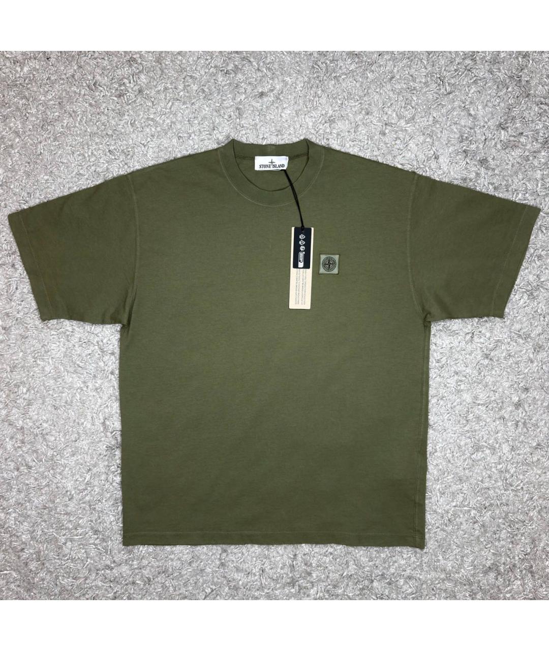 STONE ISLAND Хаки хлопковая футболка, фото 6