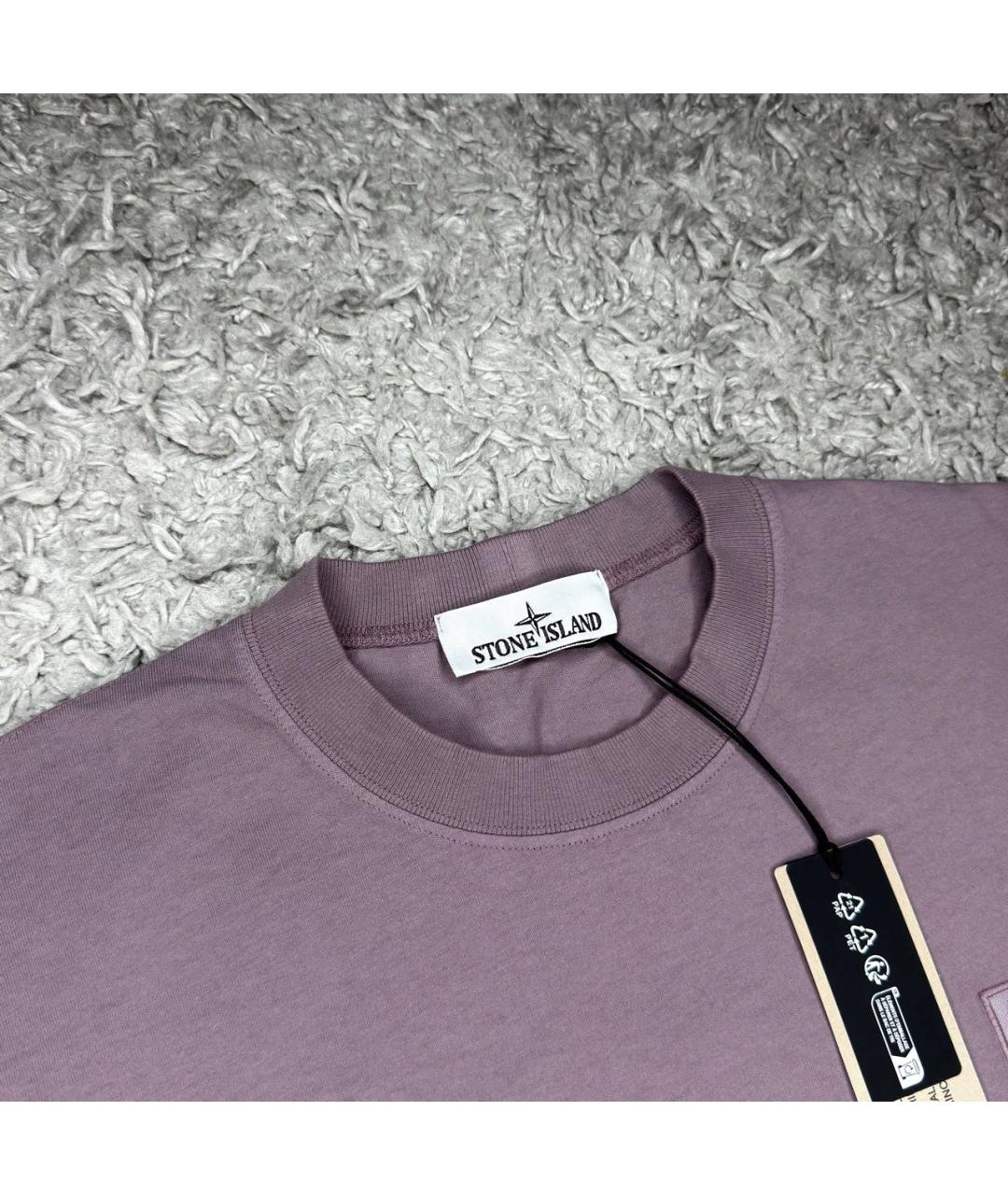 STONE ISLAND Коралловая хлопковая футболка, фото 3
