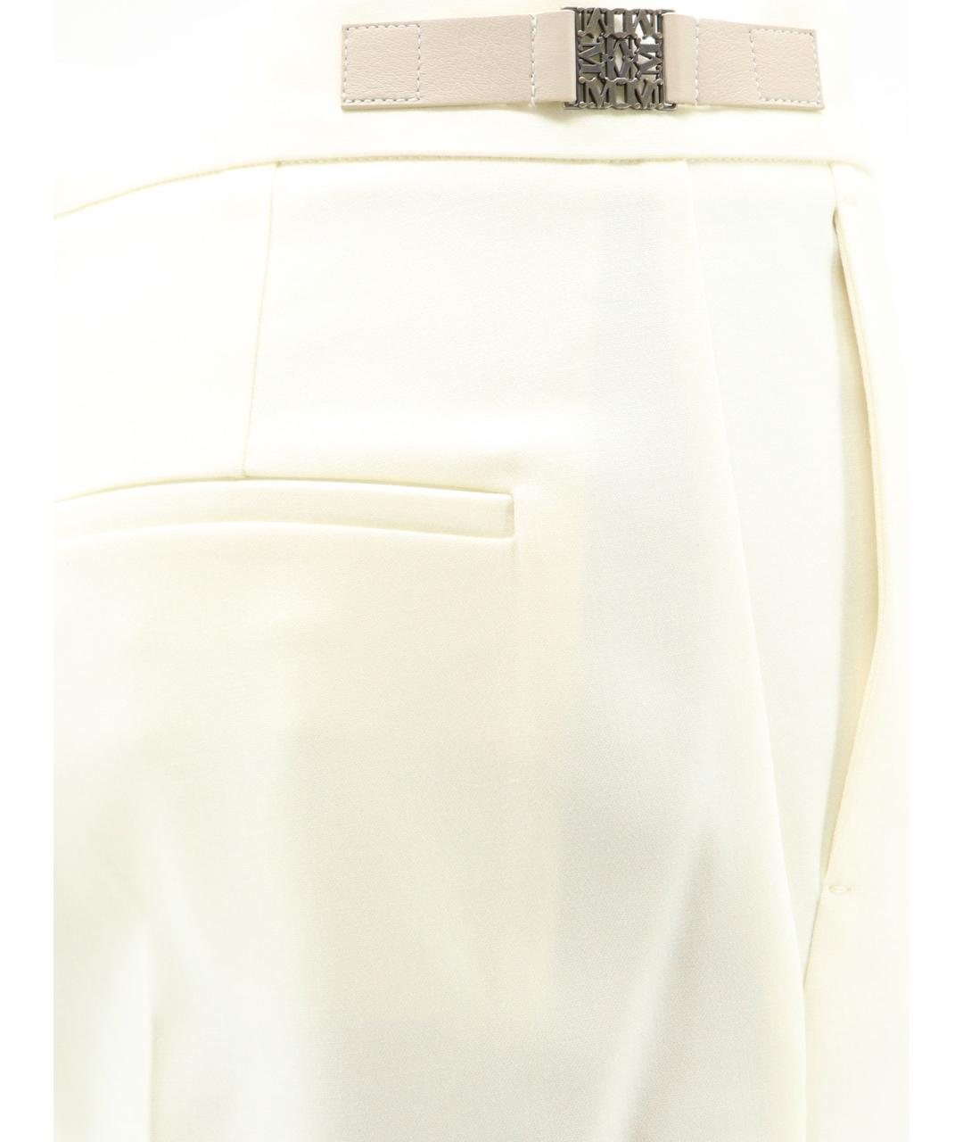 MAX MARA Белые шерстяные прямые брюки, фото 3