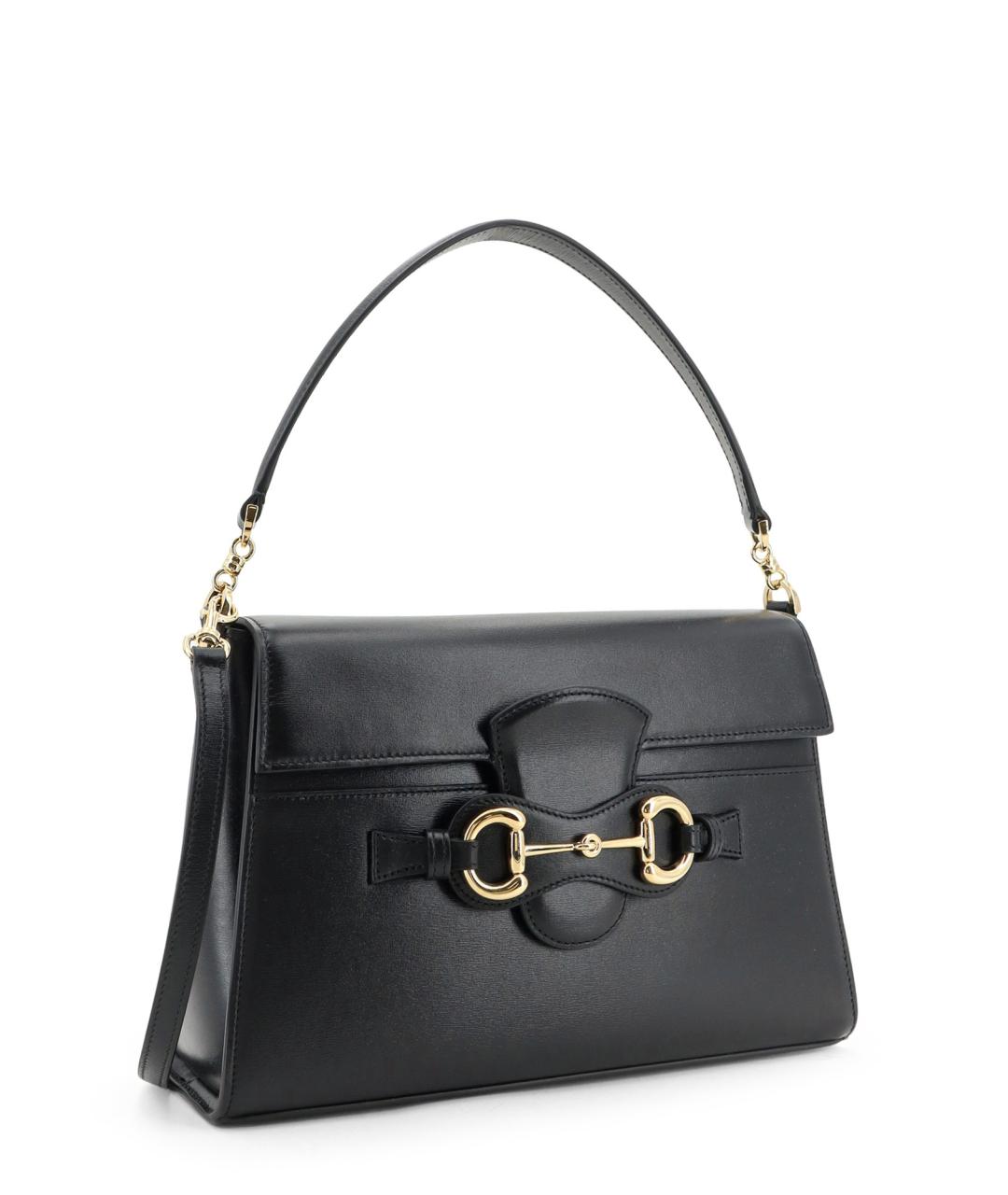 GUCCI Черная кожаная сумка тоут, фото 3