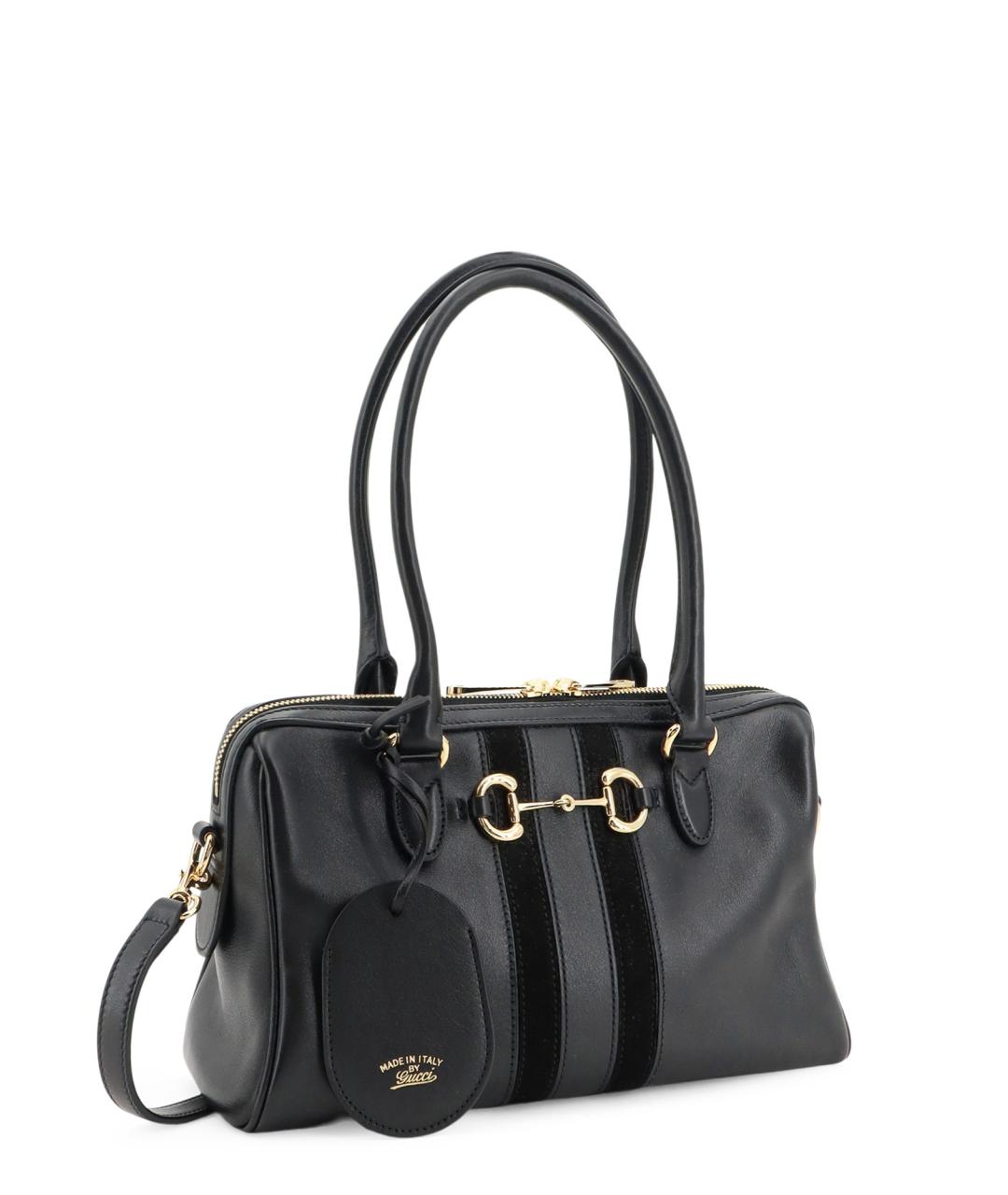 GUCCI Черная кожаная сумка тоут, фото 3