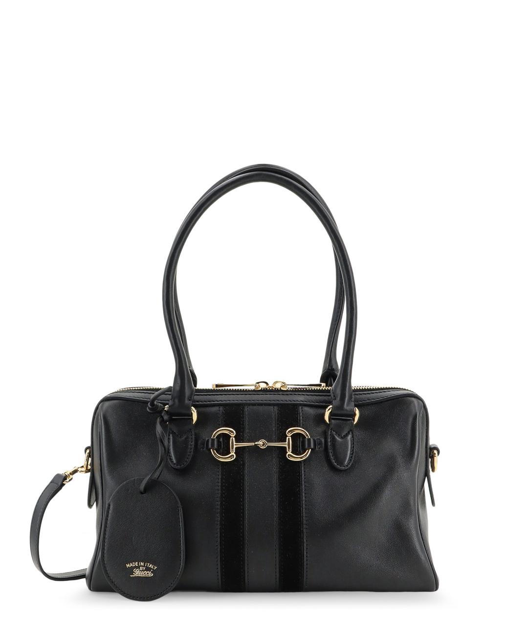 GUCCI Черная кожаная сумка тоут, фото 1