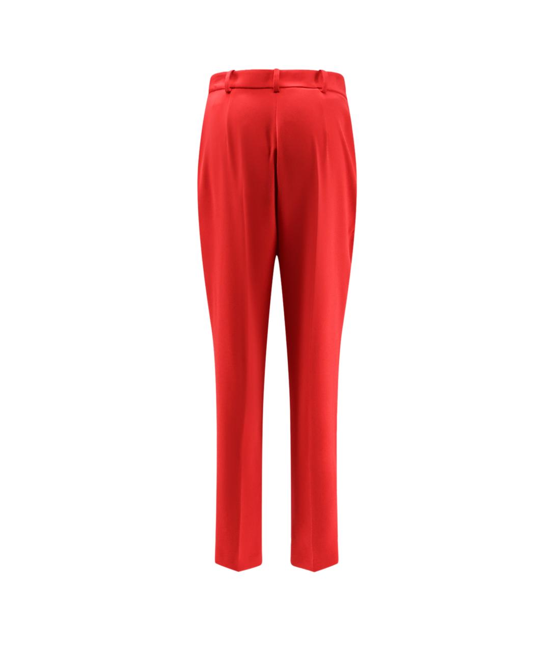 ELISABETTA FRANCHI Красные полиэстеровые прямые брюки, фото 2