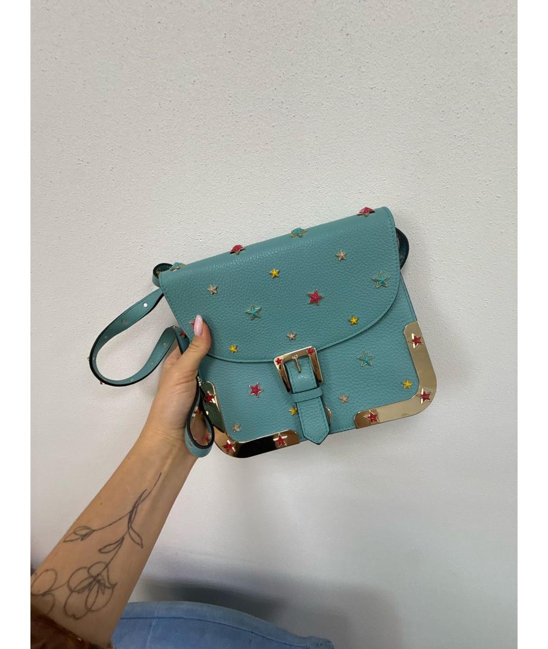 RED VALENTINO Бирюзовая кожаная сумка через плечо, фото 4