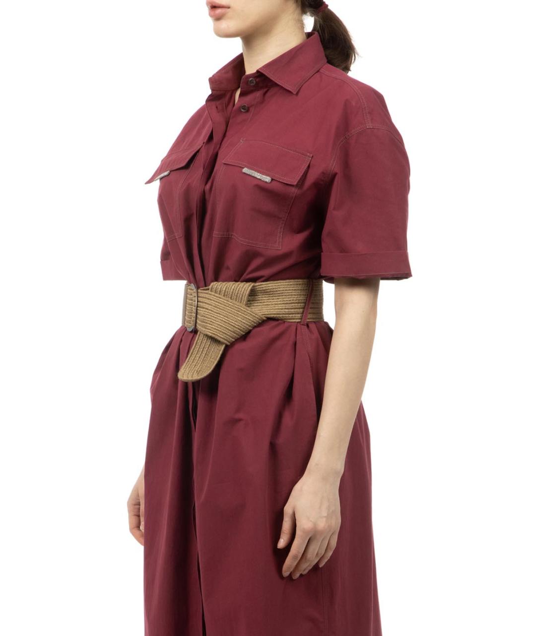 BRUNELLO CUCINELLI Бордовое повседневное платье, фото 2