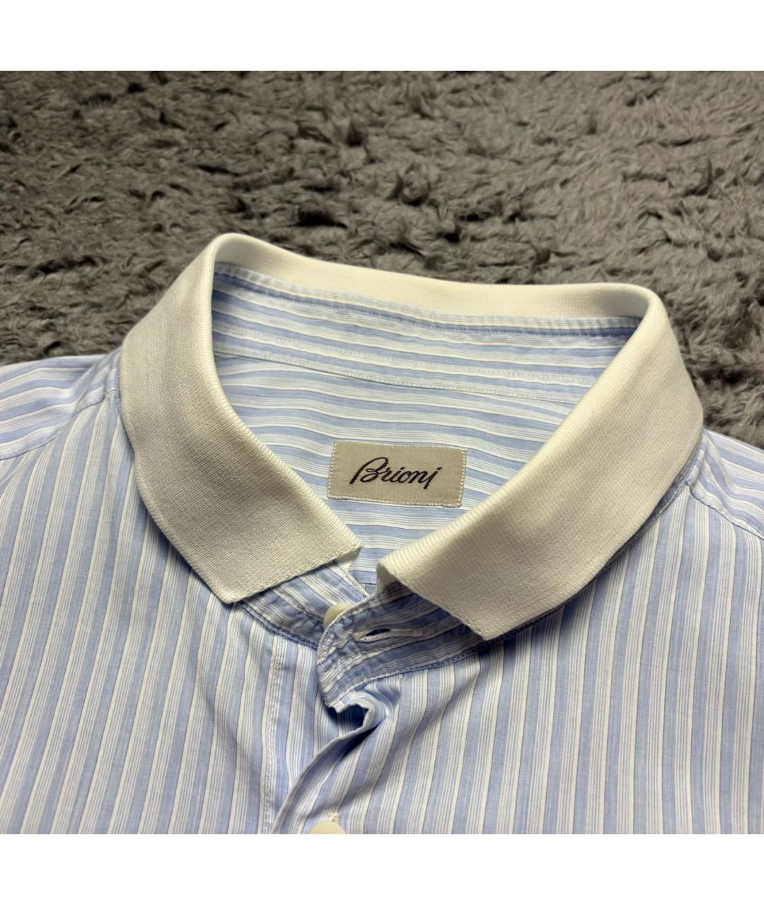 BRIONI Голубая хлопковая кэжуал рубашка, фото 5