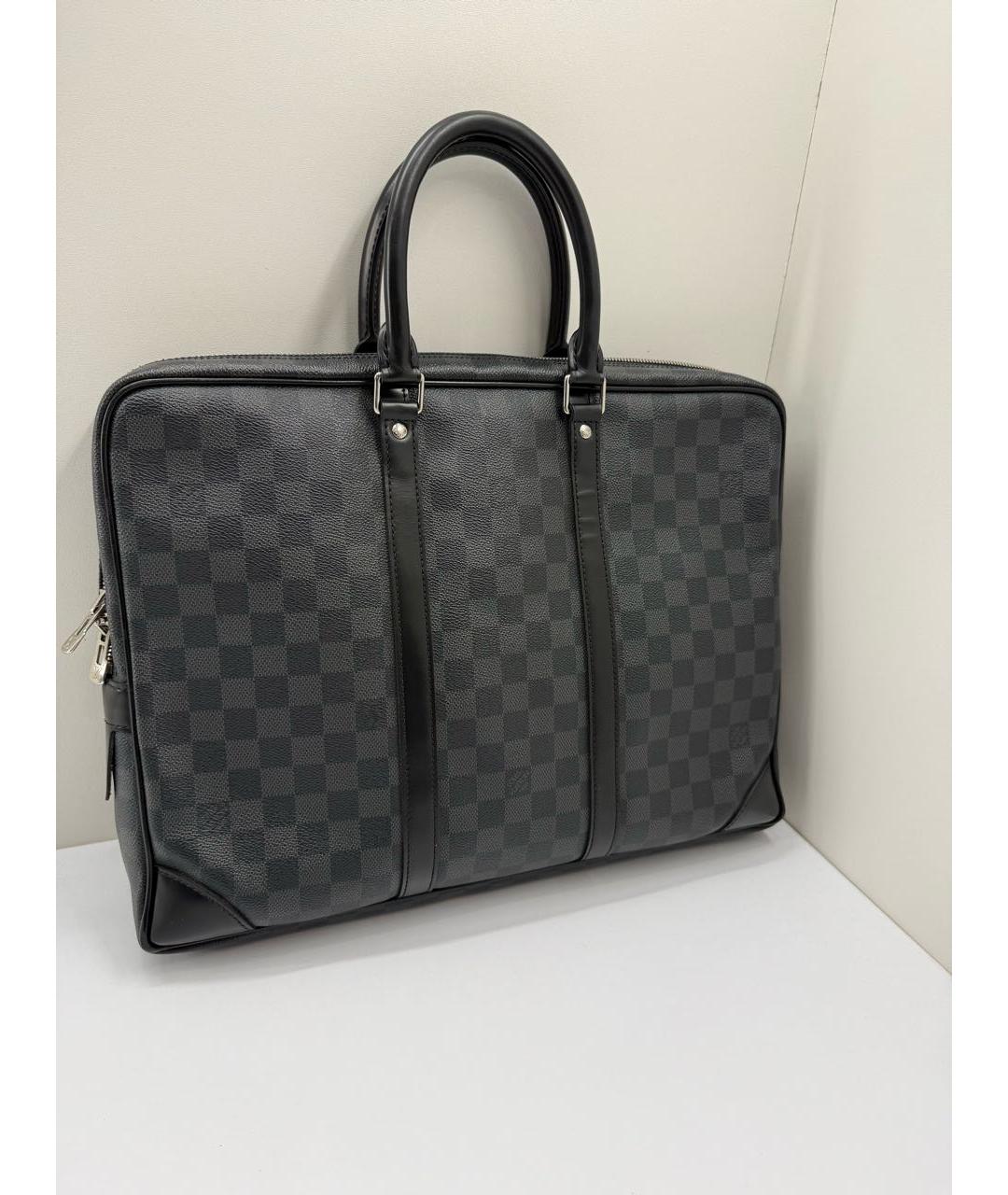 LOUIS VUITTON Серый портфель из канвы, фото 7
