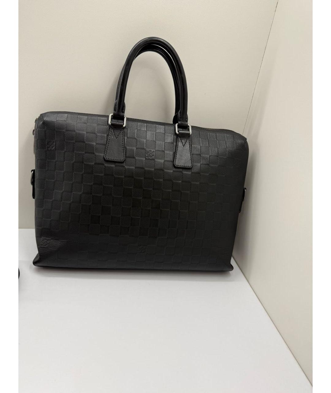 LOUIS VUITTON Черный кожаный портфель, фото 6