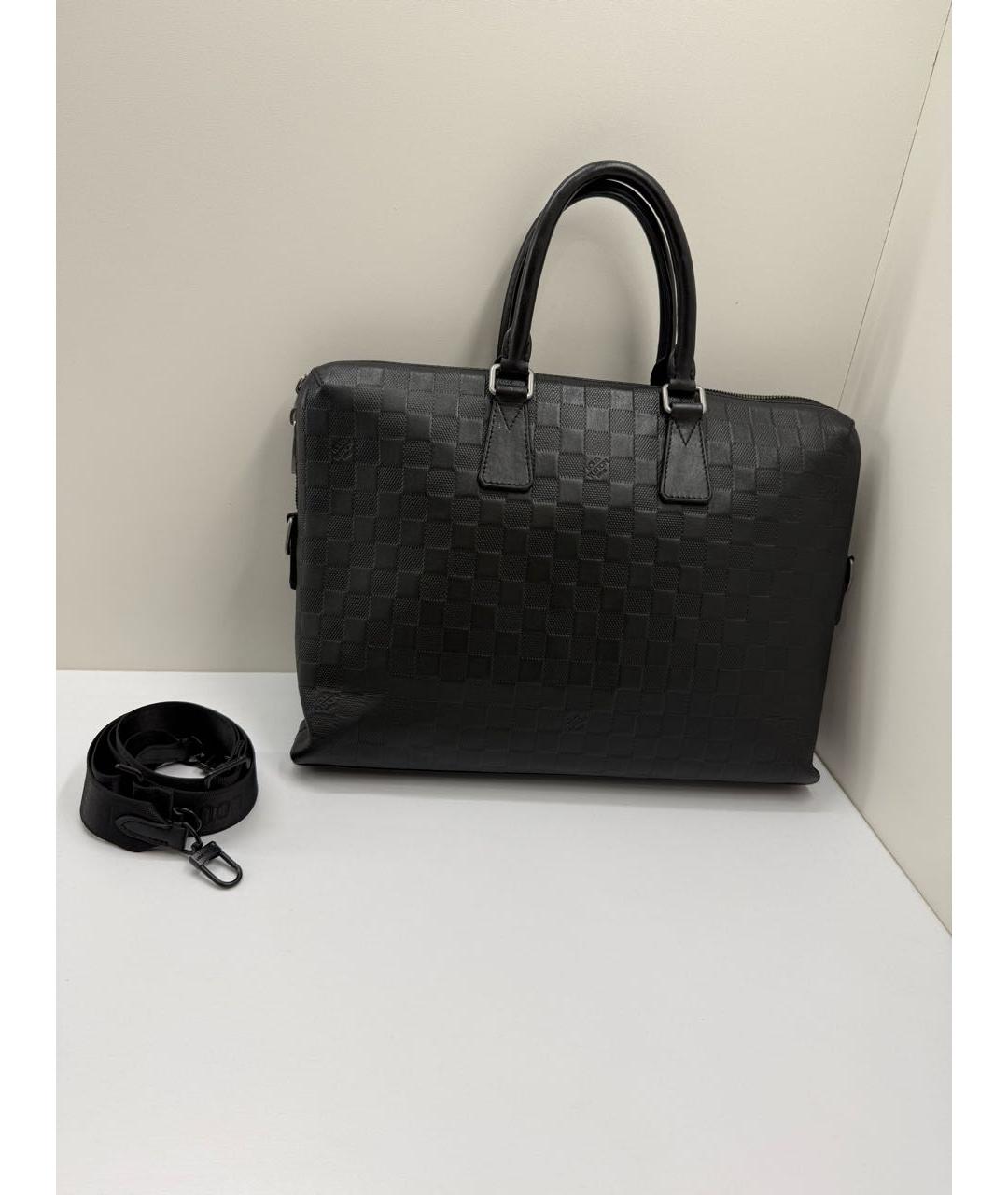 LOUIS VUITTON Черный кожаный портфель, фото 3