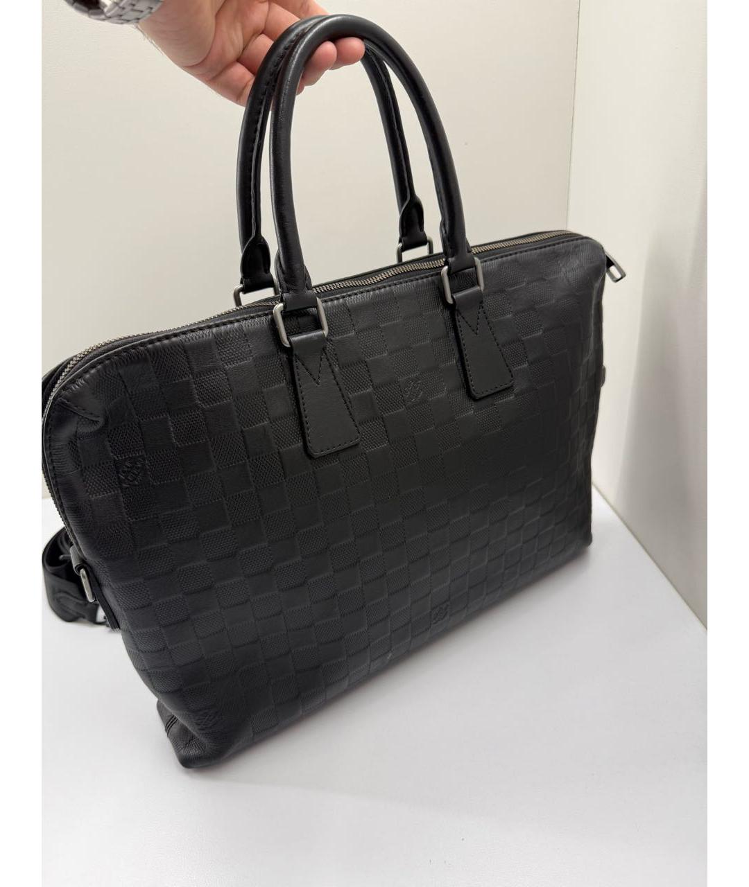 LOUIS VUITTON Черный кожаный портфель, фото 2