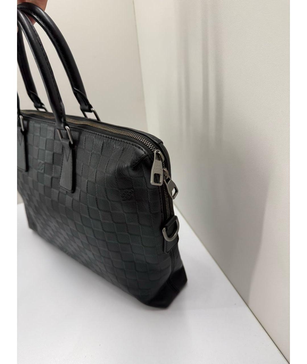 LOUIS VUITTON Черный кожаный портфель, фото 5