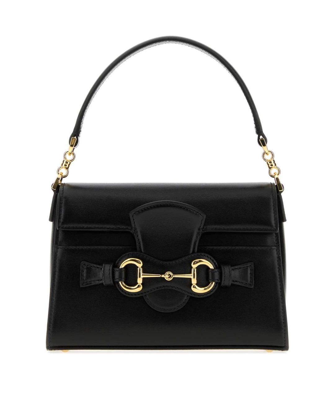 GUCCI Черная кожаная сумка с короткими ручками, фото 1