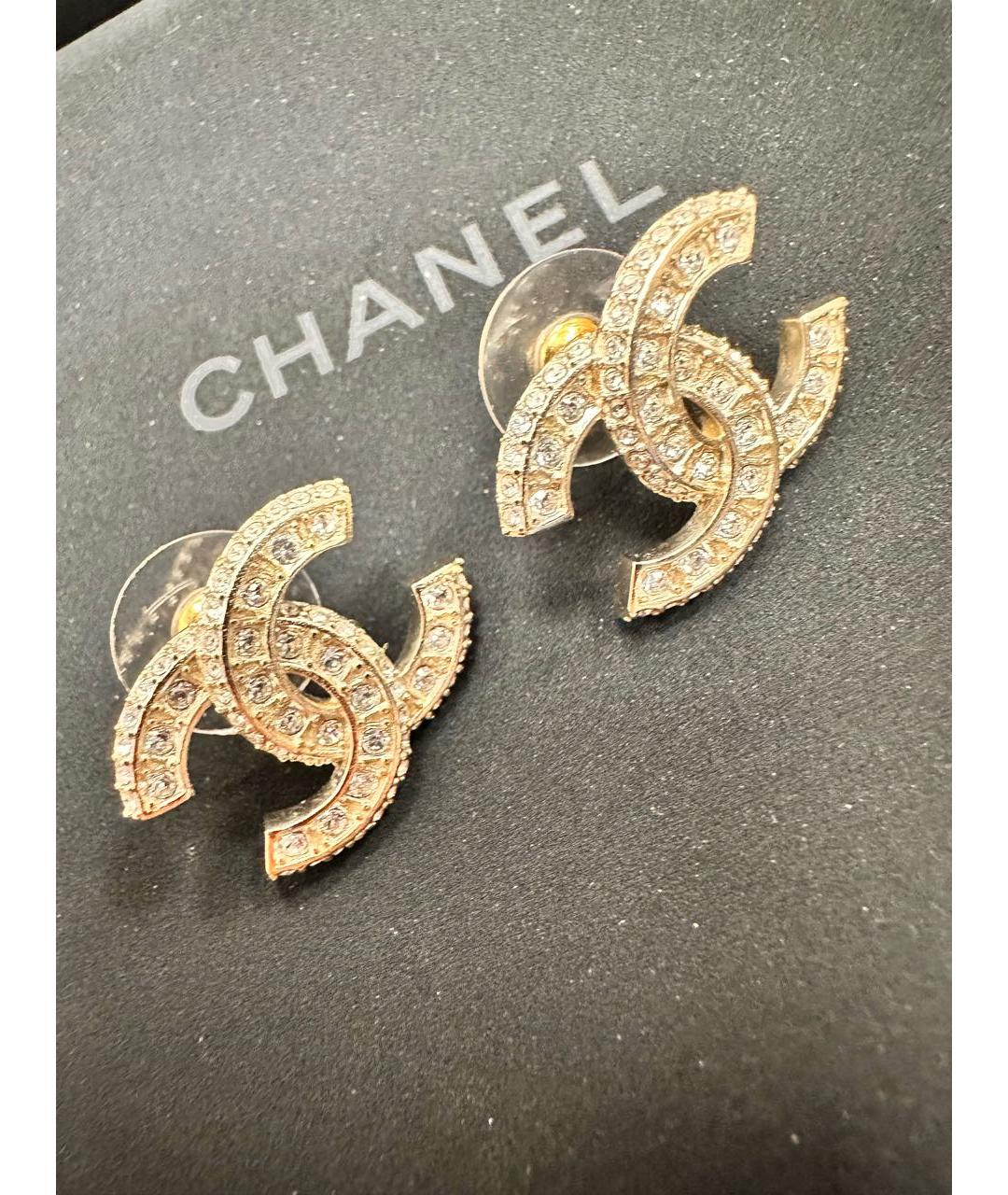 CHANEL Золотые металлические серьги, фото 6