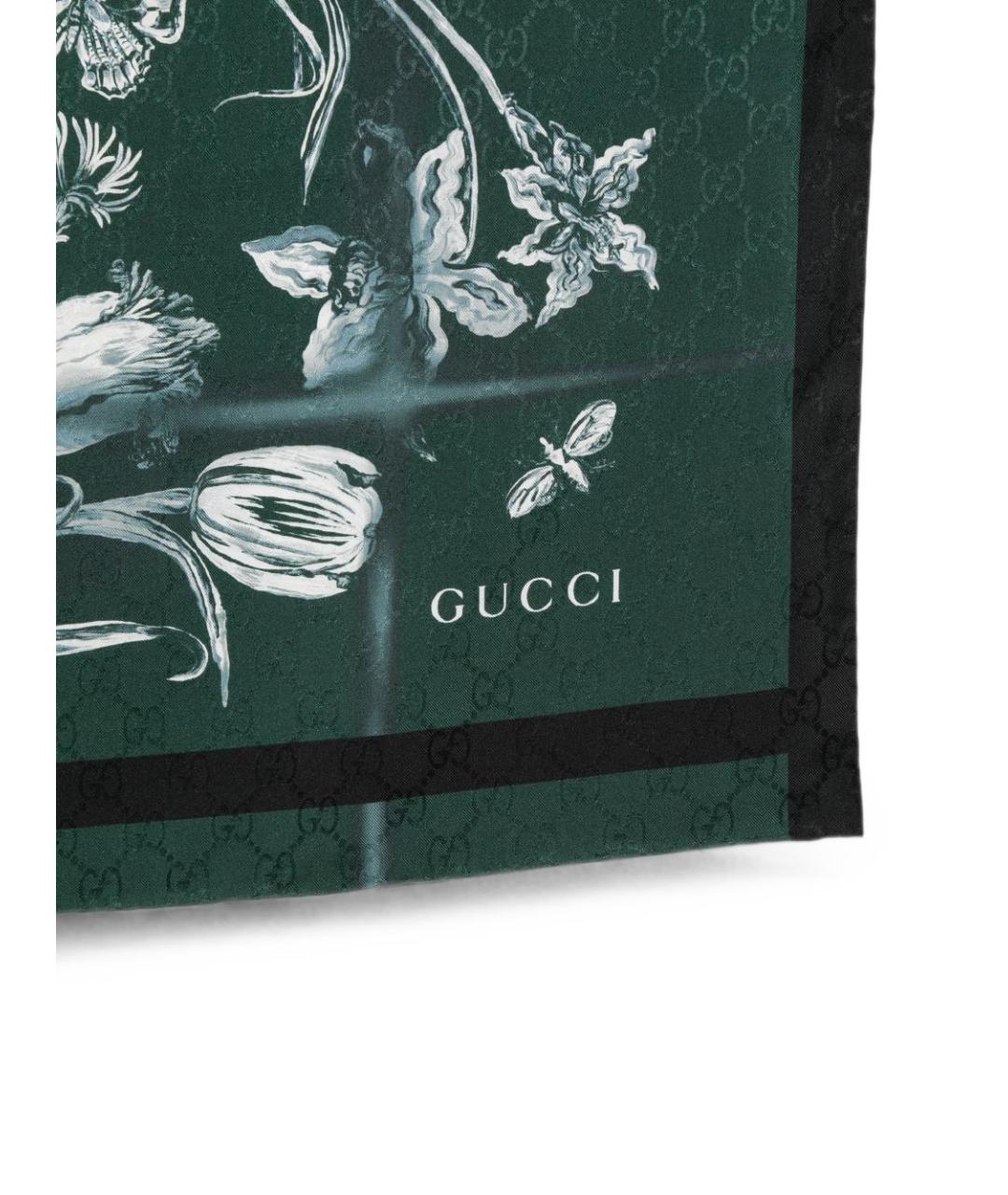 GUCCI Зеленый шелковый платок, фото 3