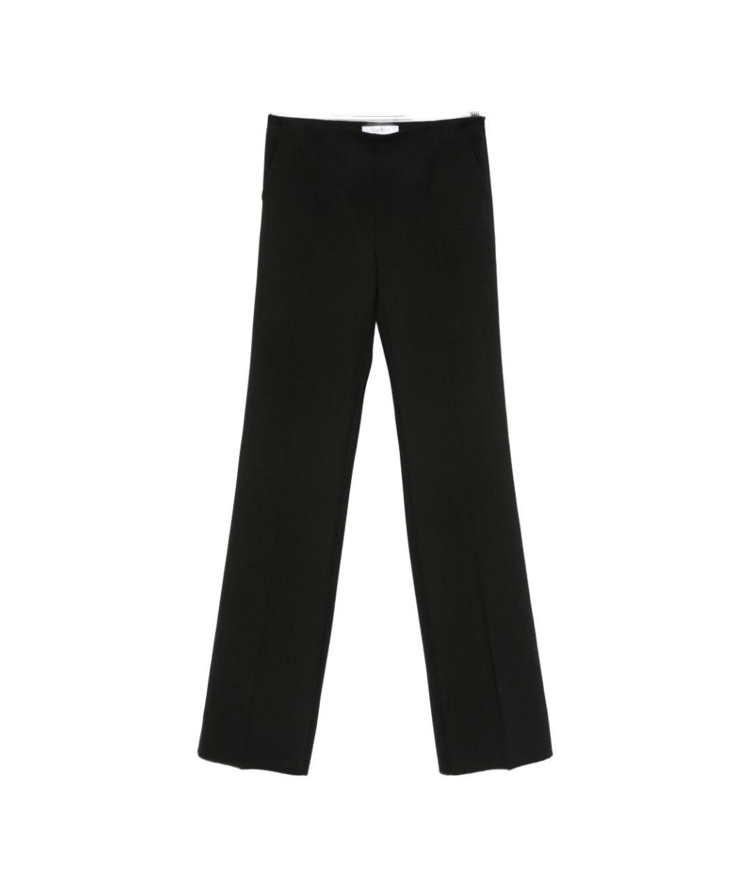 MAX MARA Черные шерстяные прямые брюки, фото 1