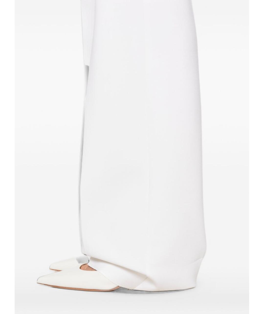 MAX MARA Белые шерстяные прямые брюки, фото 3