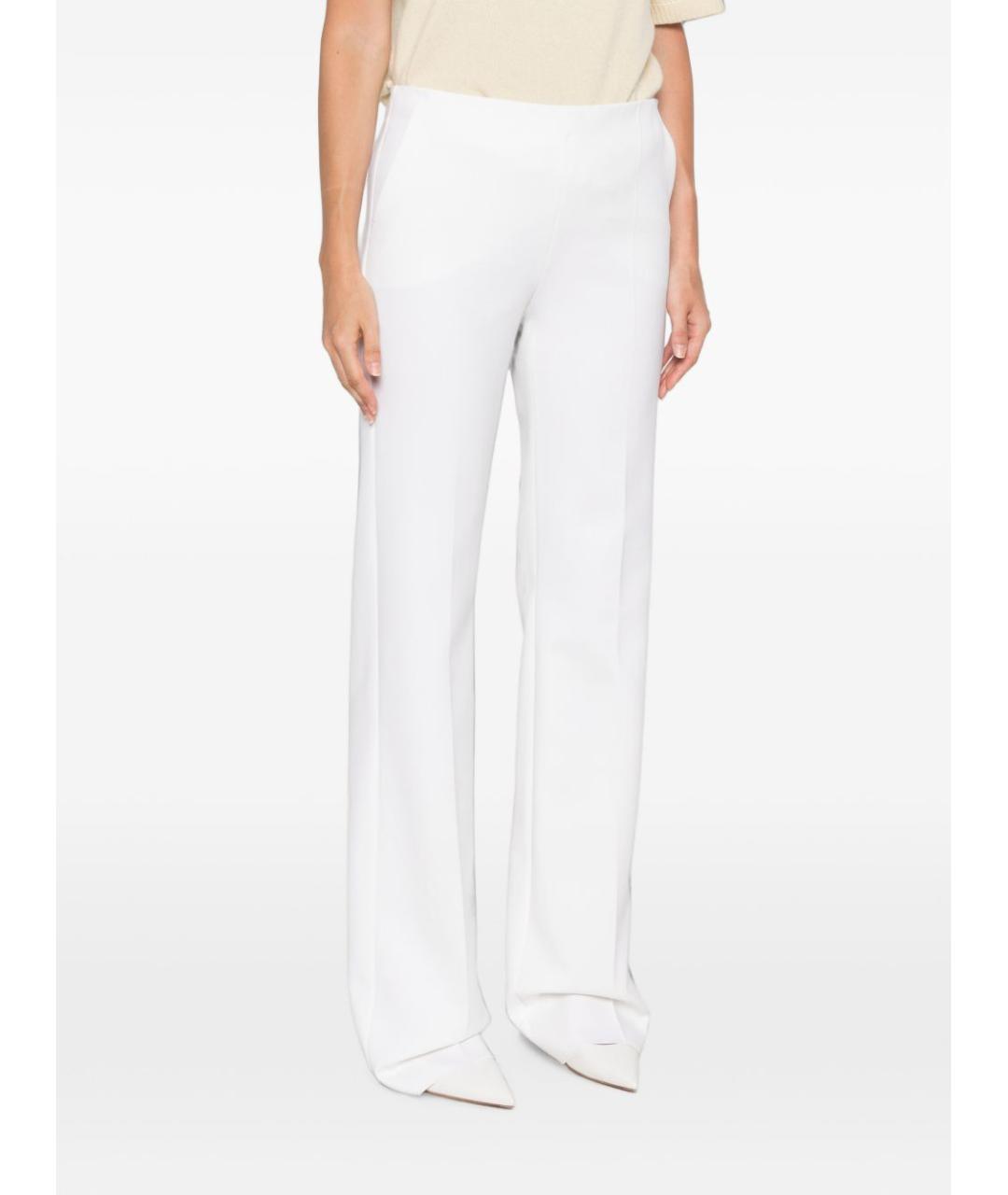 MAX MARA Белые шерстяные прямые брюки, фото 5