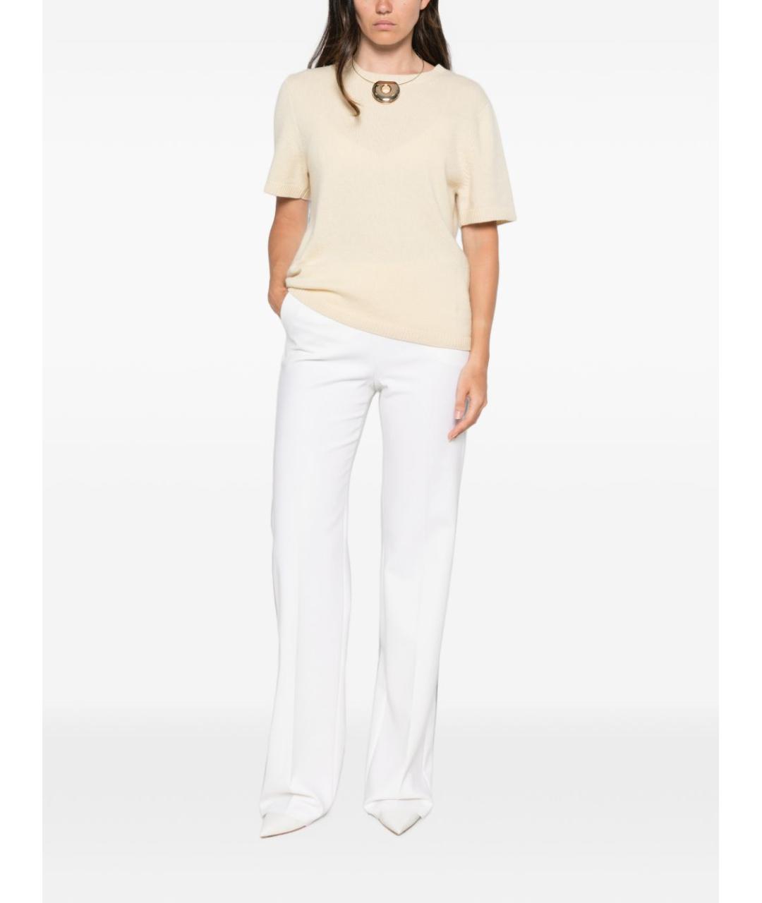 MAX MARA Белые шерстяные прямые брюки, фото 2