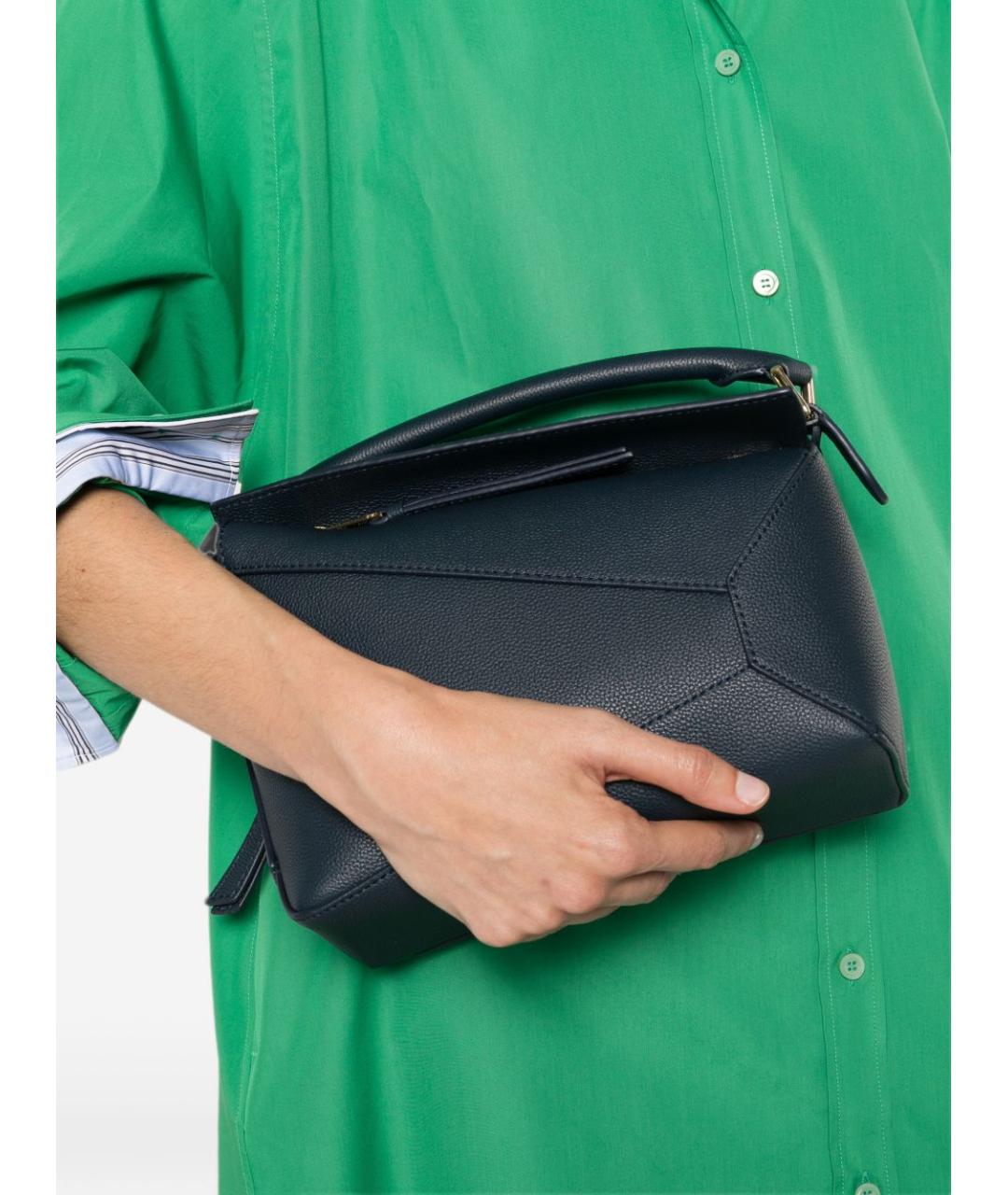 LOEWE Темно-синяя кожаная сумка через плечо, фото 4
