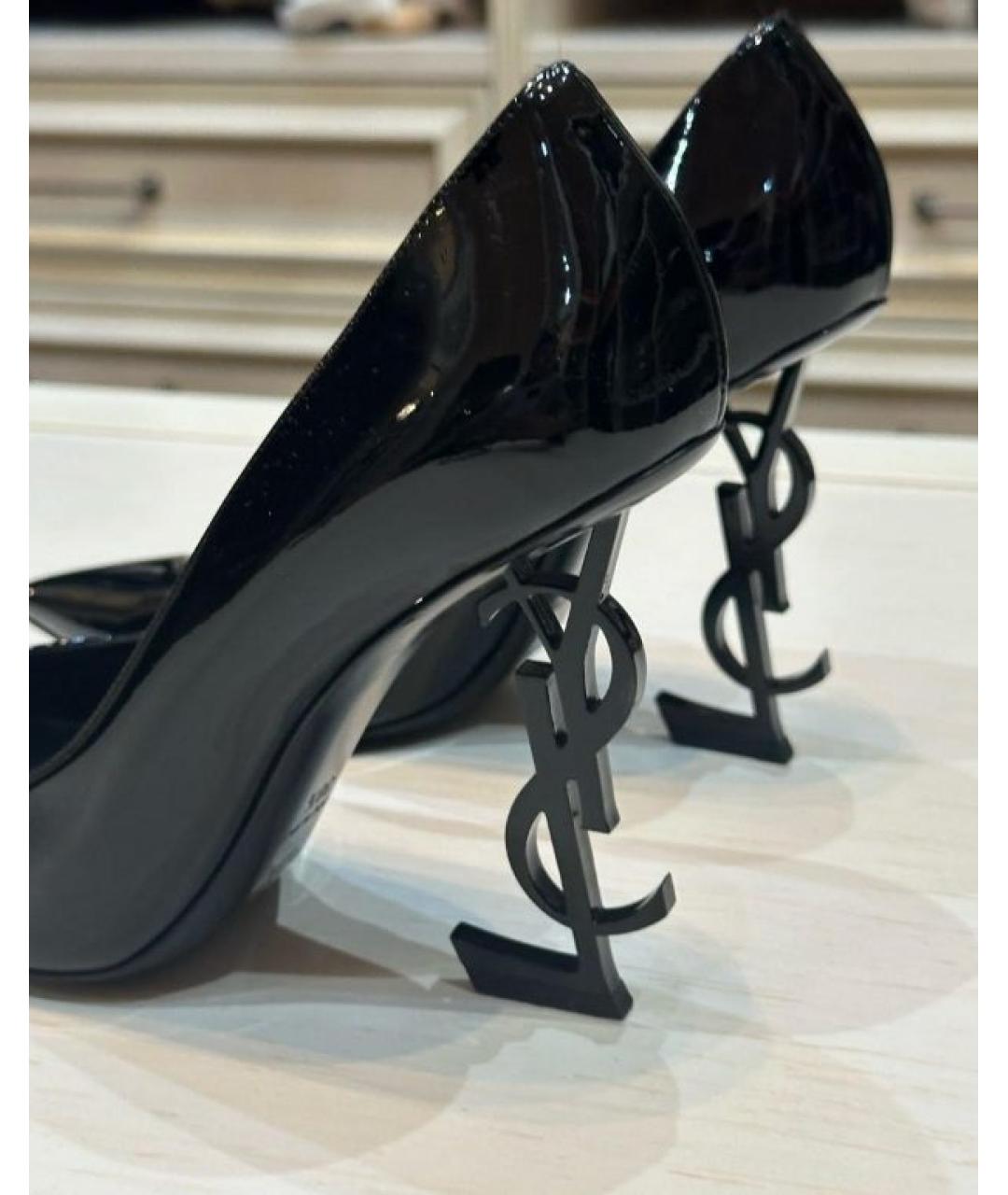 SAINT LAURENT Черные туфли из лакированной кожи, фото 4