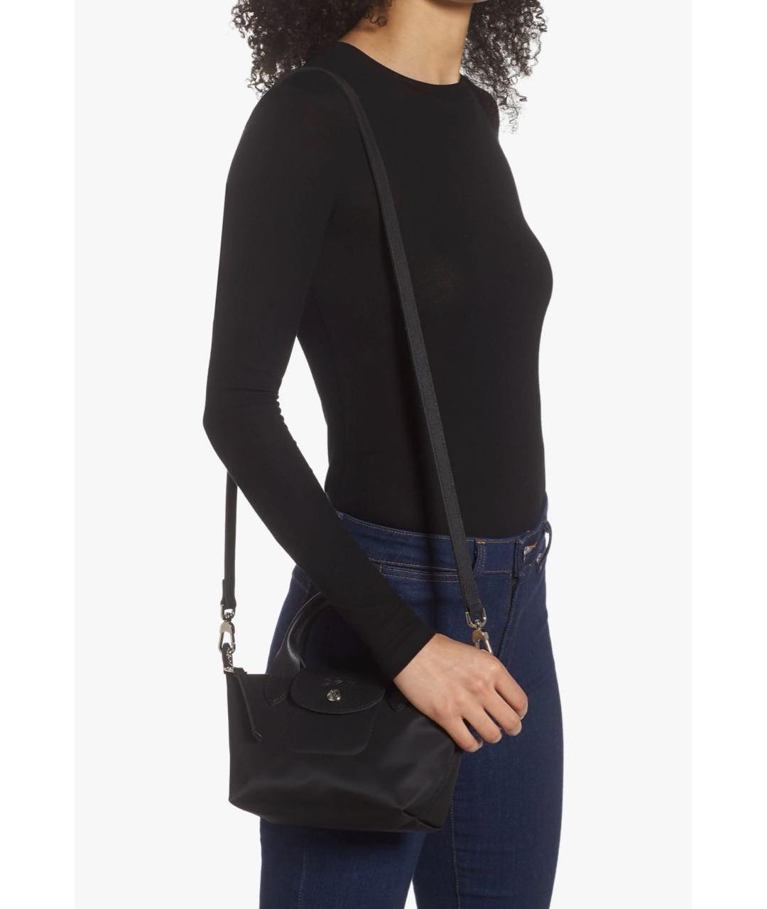 LONGCHAMP Черная нейлоновая сумка с короткими ручками, фото 6