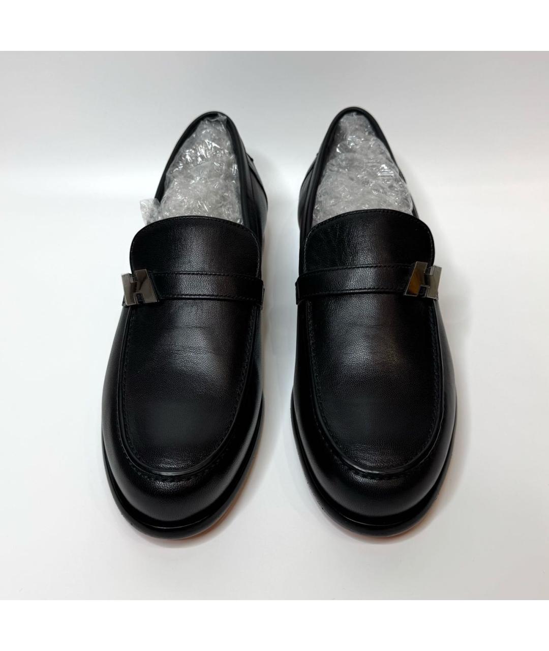 HERMES Черные кожаные лоферы, фото 2