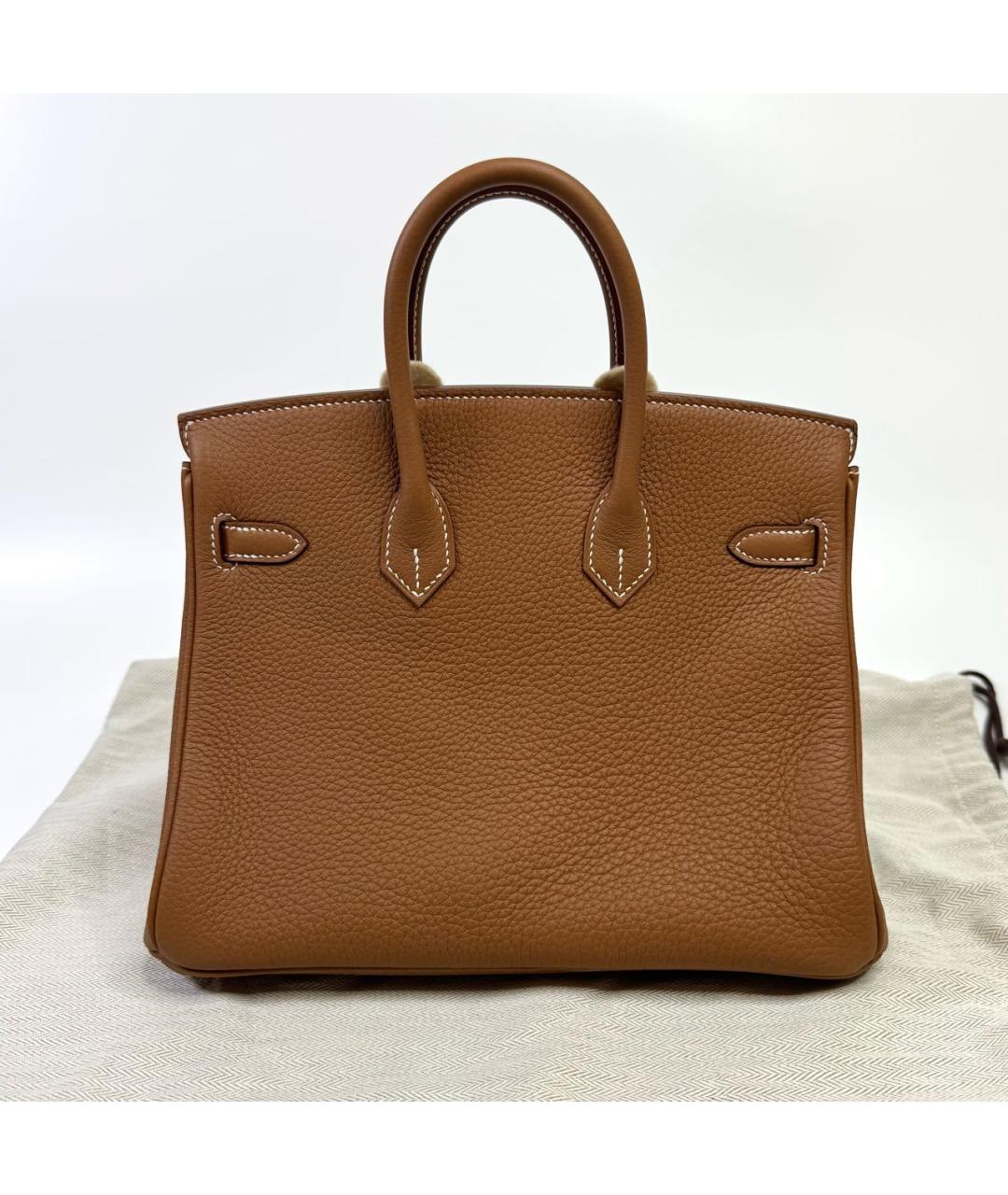 HERMES Коричневая кожаная сумка с короткими ручками, фото 4