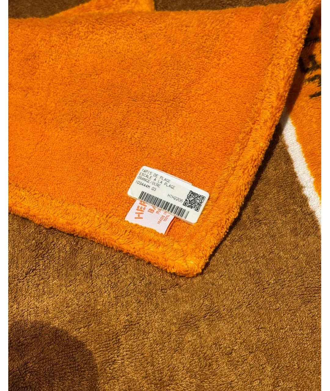 HERMES Оранжевое хлопковое полотенце, фото 4