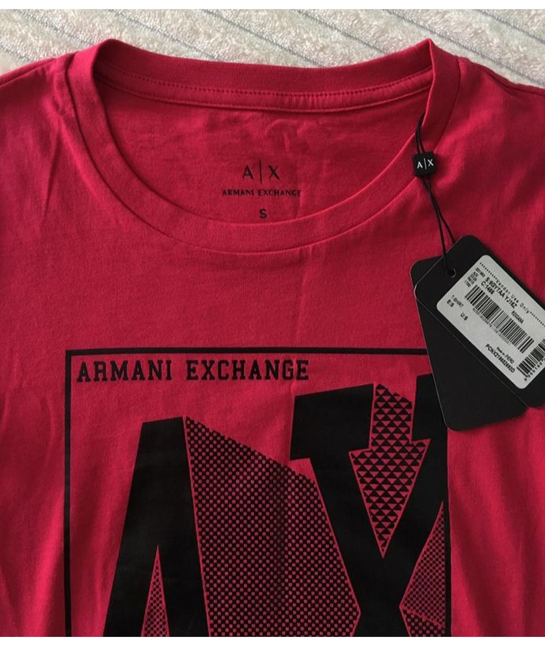 ARMANI EXCHANGE Красная хлопковая футболка, фото 4