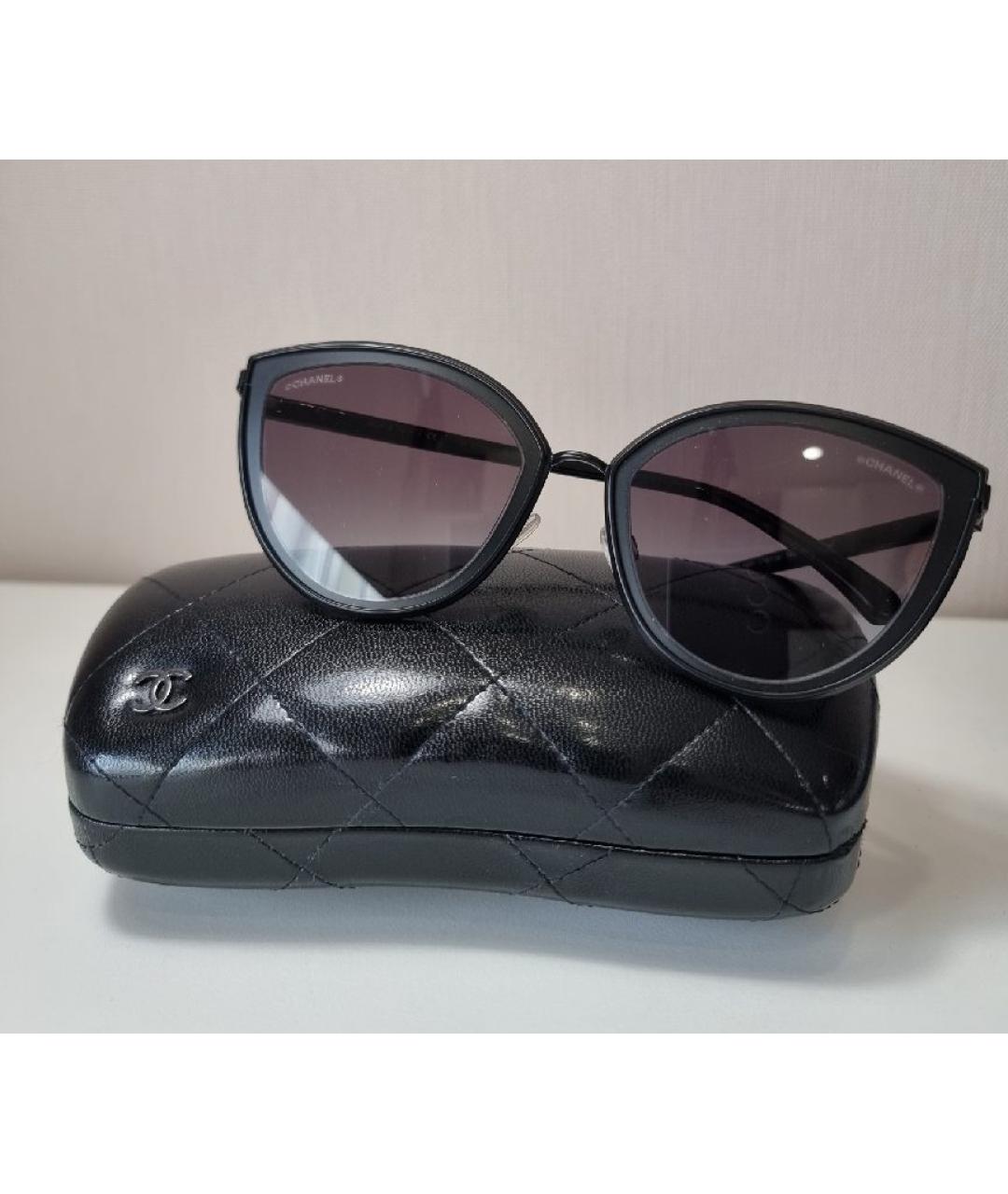CHANEL Черные пластиковые солнцезащитные очки, фото 4
