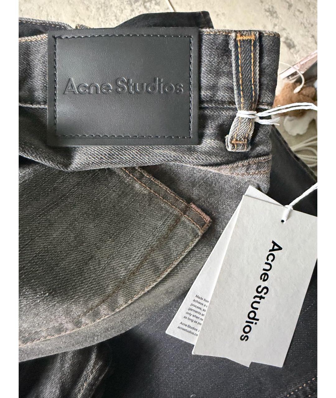 ACNE STUDIOS Антрацитовые хлопковые прямые джинсы, фото 4