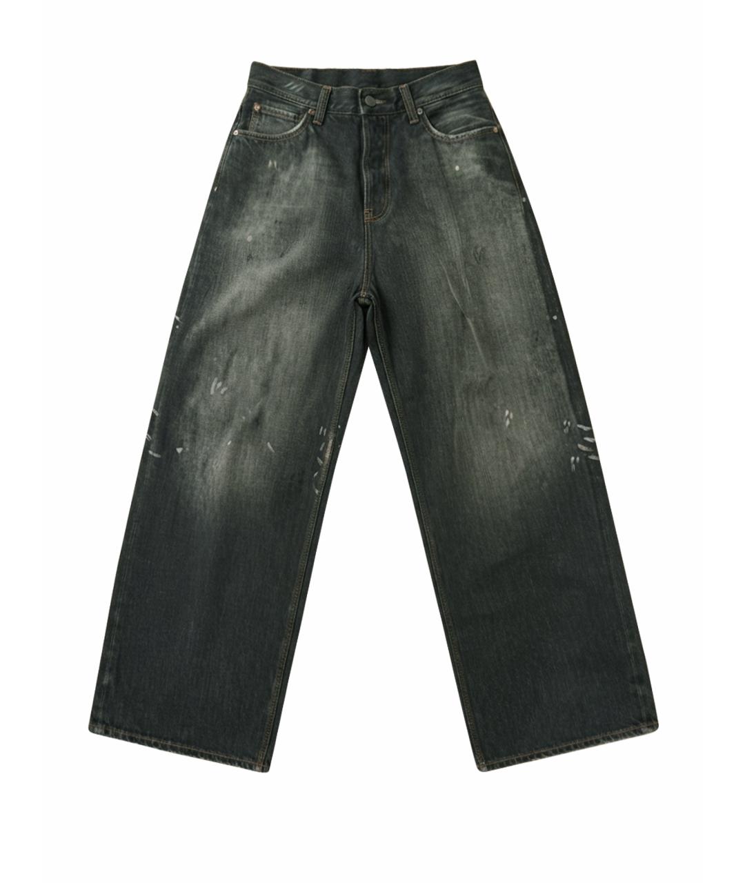 ACNE STUDIOS Антрацитовые хлопковые прямые джинсы, фото 1