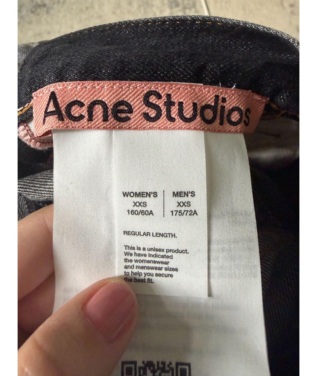 ACNE STUDIOS Антрацитовые хлопковые прямые джинсы, фото 3