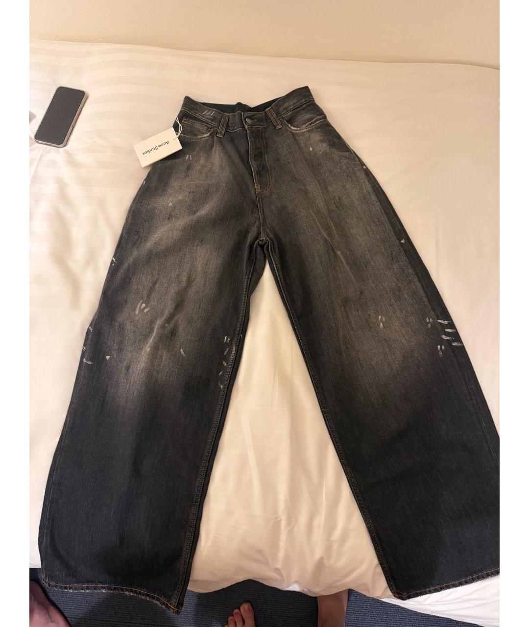 ACNE STUDIOS Антрацитовые хлопковые прямые джинсы, фото 5